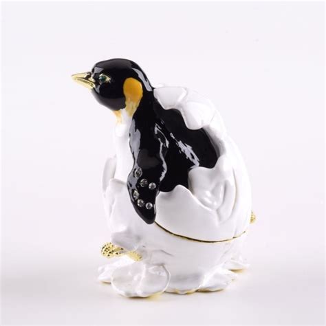 metal penguin head trinket box|Hand Decorated Hinged Enameled Metal Penguin Trinket Box .